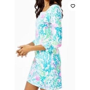 Lilly Pulitzer Bailee Dress Womens XS 3/4 Sleeve Beach Vacation Cruise Coral Bay